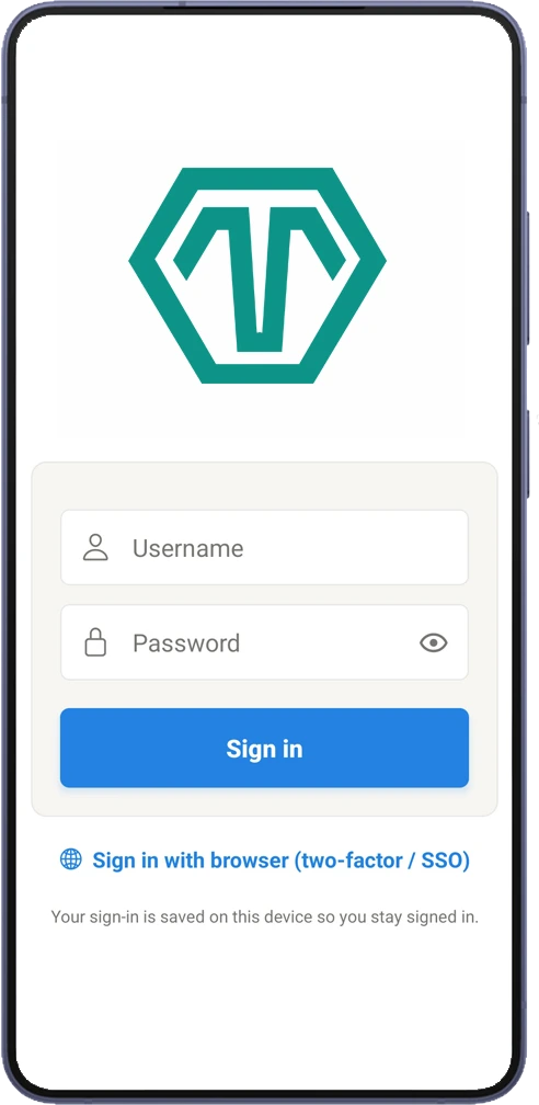 Sign-in screen with The Monitoring App branding