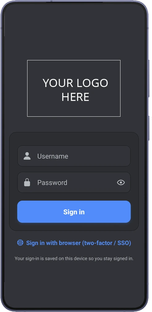 Sign-in screen with a placeholder for your own logo